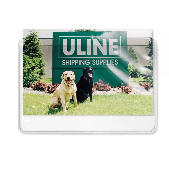 50 Clear 6x4" Vinyl Adhesive Pockets – Uline Label Sleeves, Press-On, New - Picture 1 of 6